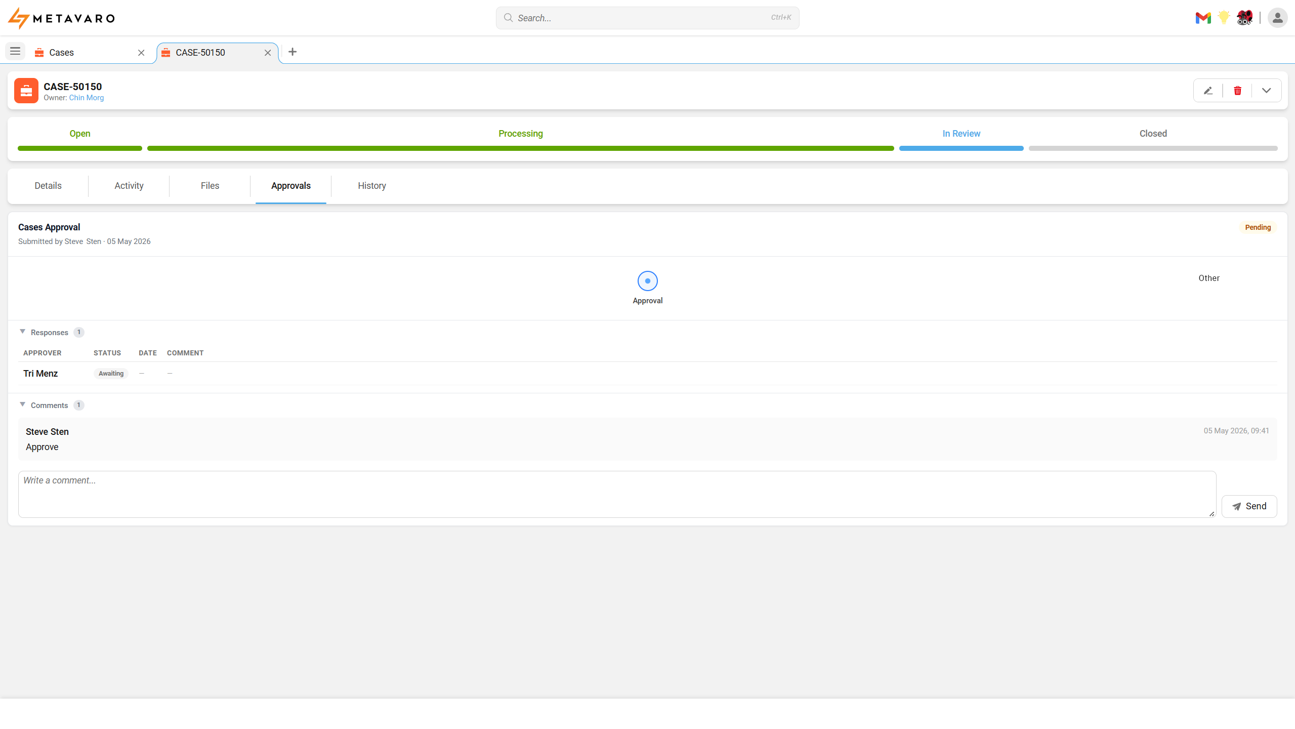 An account shown with the contacts and records related to it